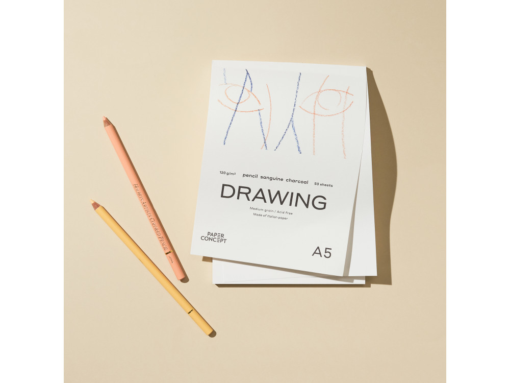 Blok rysunkowy Drawing - PaperConcept - medium grain, A4, 120 g, 50 ark.