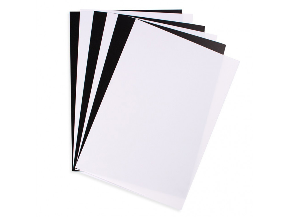 Shrink plastic foil - DpCraft - black and white, 6 pcs.
