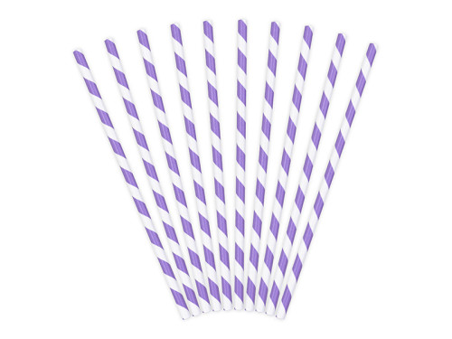 Paper straws - white and lilac, 19,5 cm, 10 pcs.