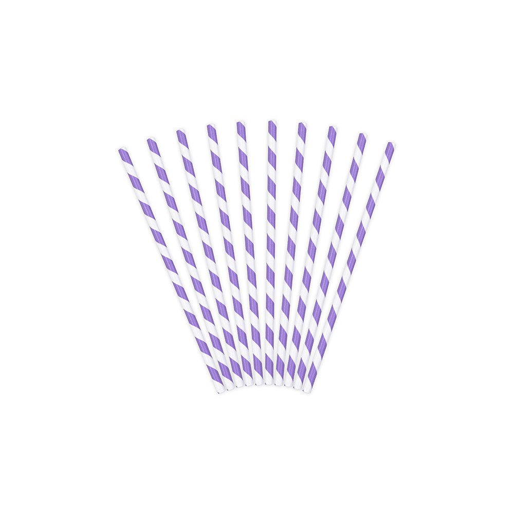 Paper straws - white and lilac, 19,5 cm, 10 pcs.