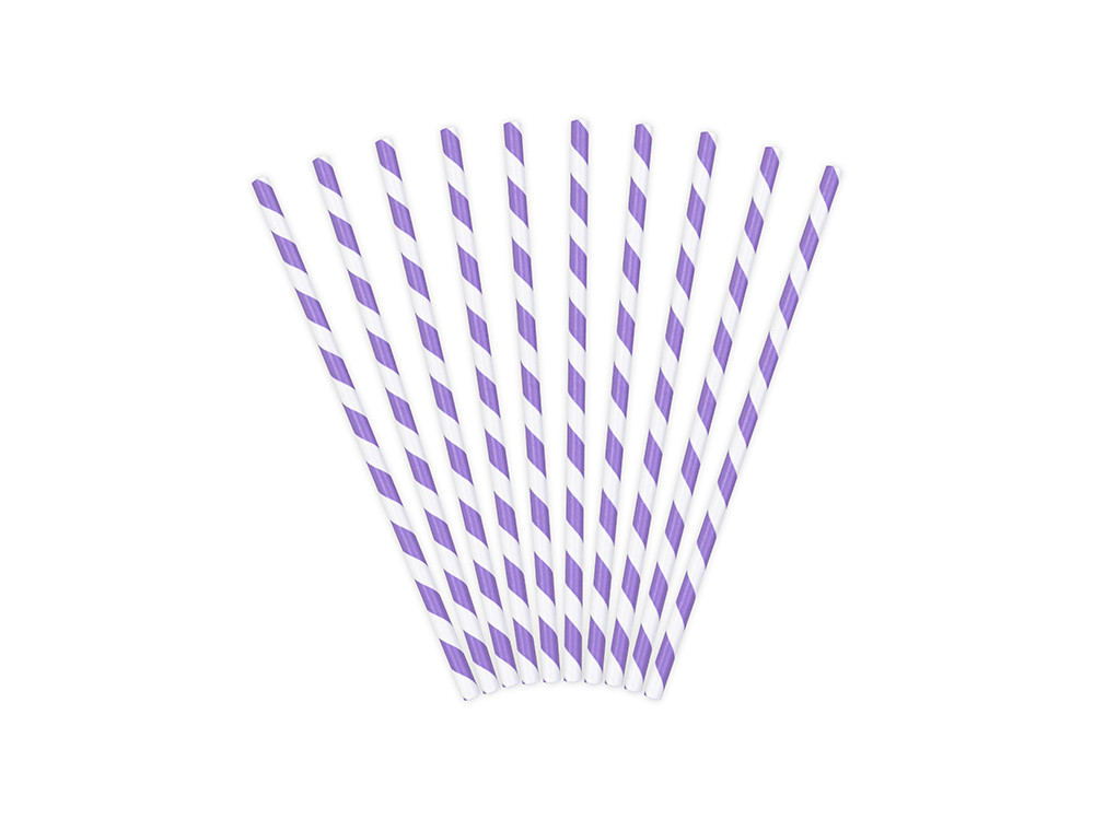 Paper straws - white and lilac, 19,5 cm, 10 pcs.