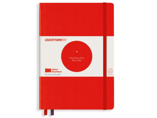 Notatnik Bauhaus - Leuchtturm1917 - Red, w kropki, twarda okładka, A5