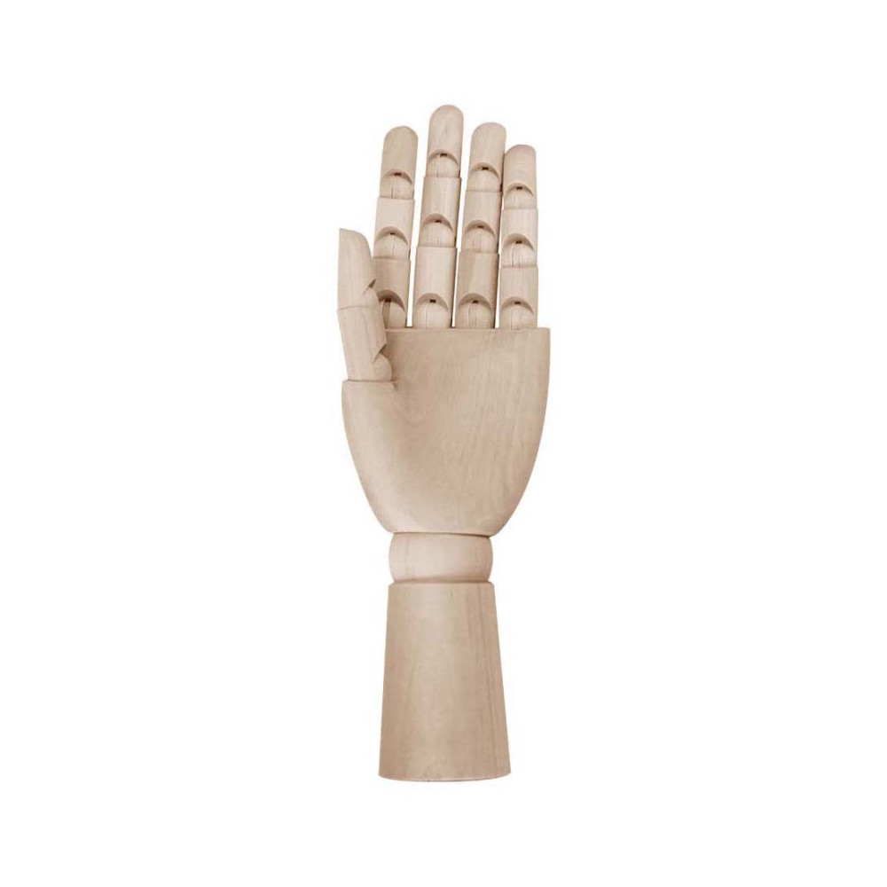 Drewniany model dłoni do nauki rysunku - Leniar - lewa, 15 cm