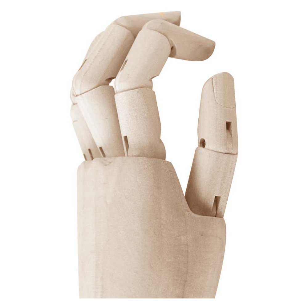 Drewniany model dłoni do nauki rysunku - Leniar - lewa, 15 cm