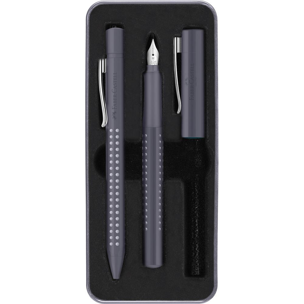 Gift set of fountain pen and ballpoint pen Grip 2011 - Faber-Castell - Dapple Gray