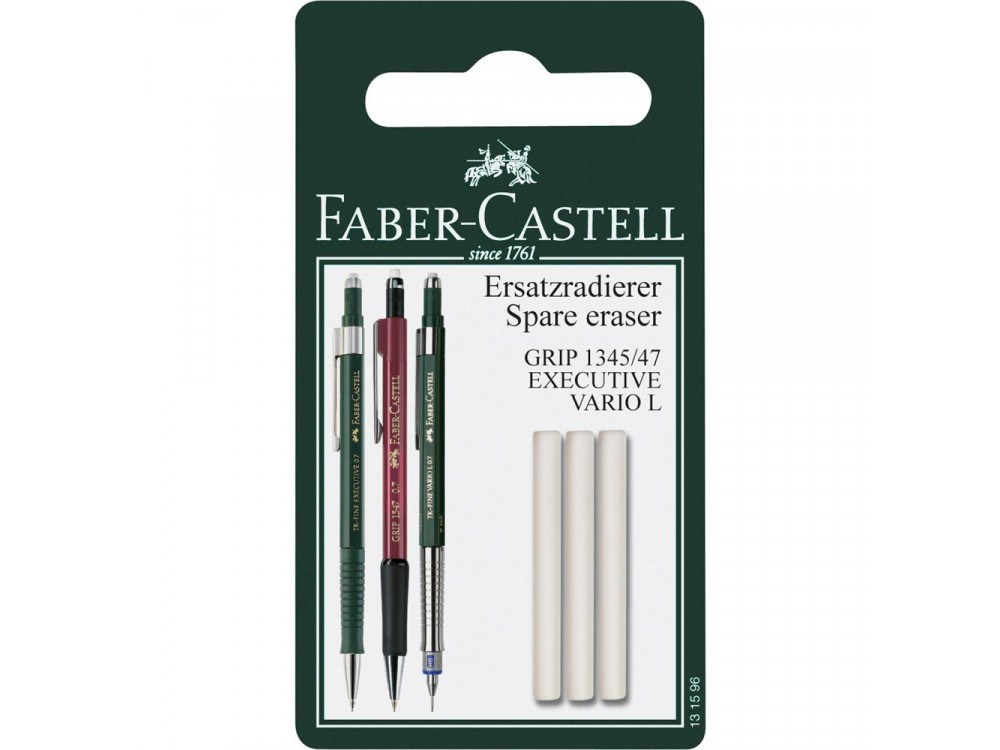 Set of spare erasers for Grip 1345 and 1347 mechanical pencil - Faber-Castell - 3 pcs