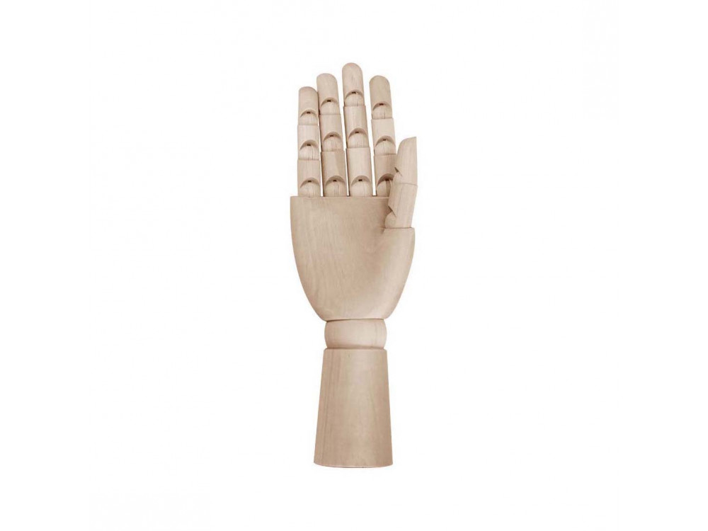 Drewniany model dłoni do nauki rysunku - Leniar - prawa, 15 cm