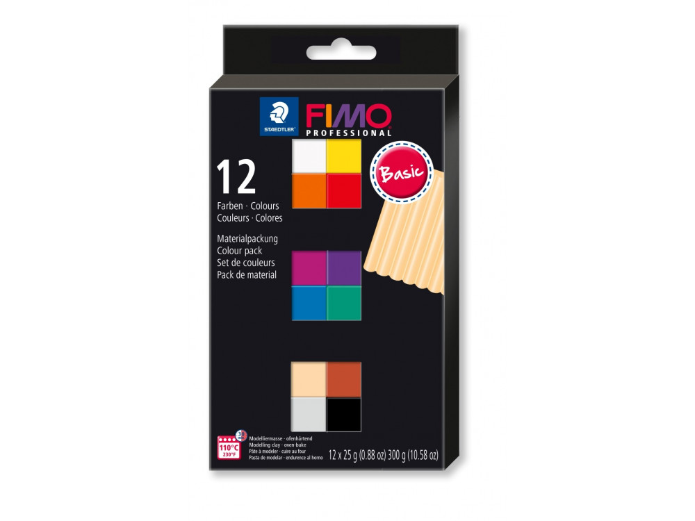 Fimo Professional modelling clay - Staedtler - Basic, 12 colors x 25 g