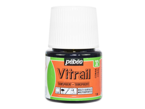 Farba do szkła Vitrail - Pébéo - Coral, 45 ml