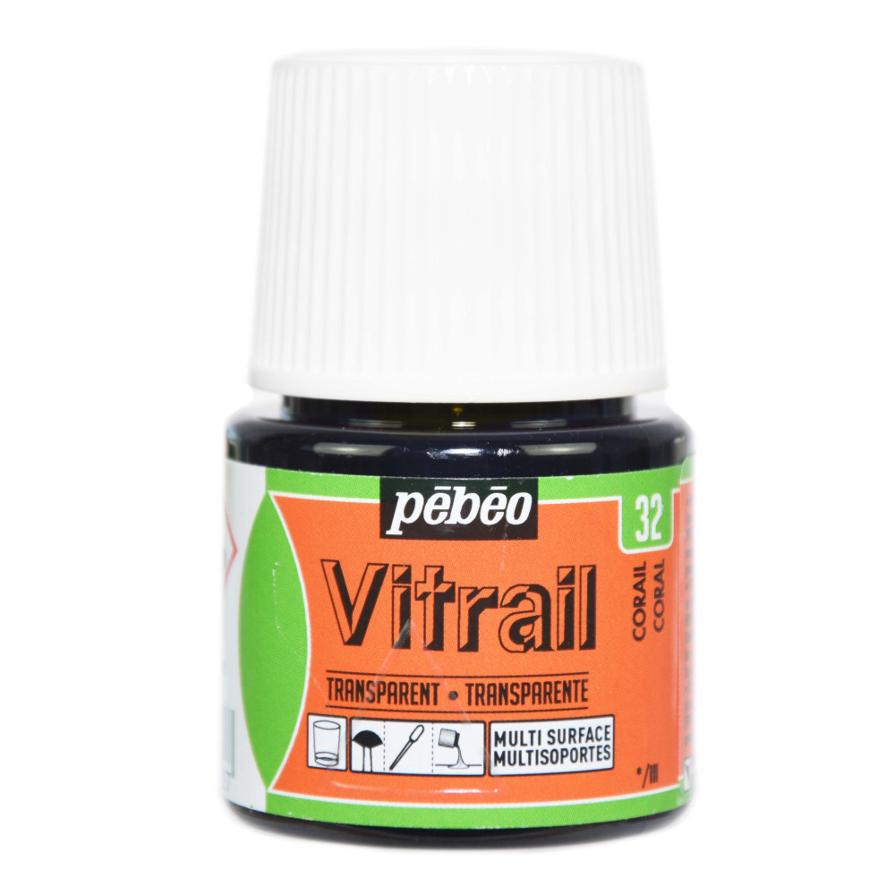 Farba do szkła Vitrail - Pébéo - Coral, 45 ml
