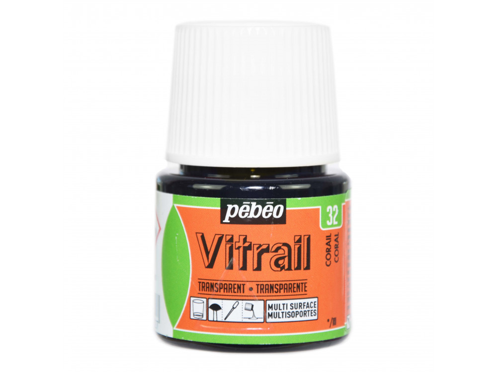 Paint for glass Vitrail - Pébéo - Coral, 45 ml