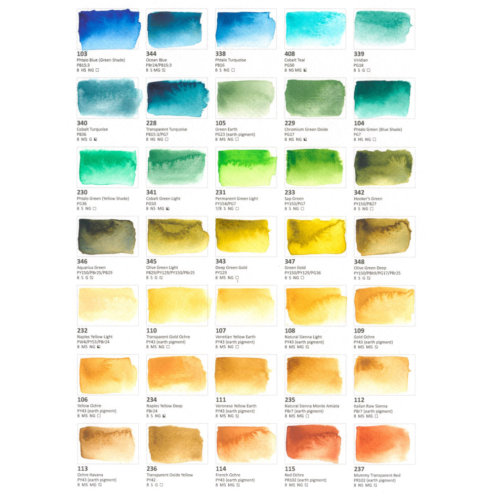 Farba akwarelowa Aquarius - Roman Szmal - 308, Żółcień niklowo-azowa, kostka