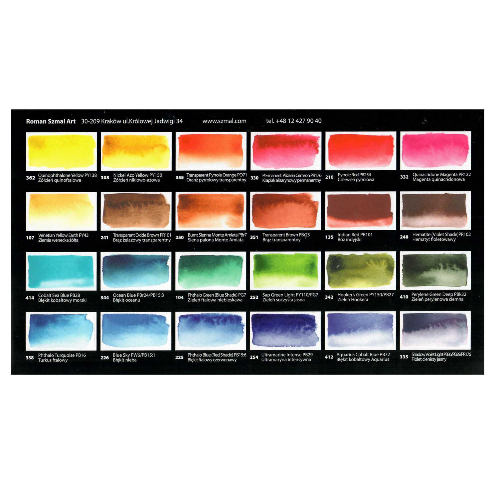 Set of Aquarius watercolor paints, Andrzej Gosik - Roman Szmal - 24 colors