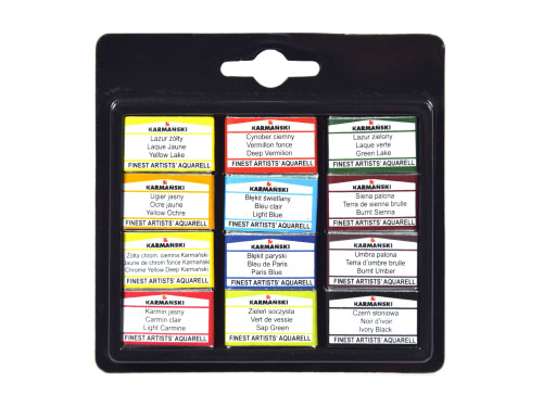 Watercolor Karmański paints in pans - Karmański - 12 colors
