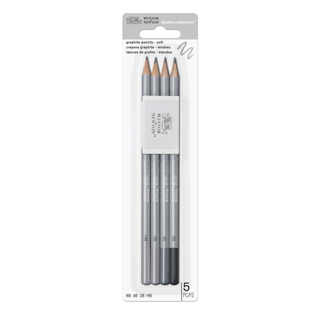 Zestaw ołówków Studio Collection z gumką - Winsor & Newton - miękkie, 5 szt.