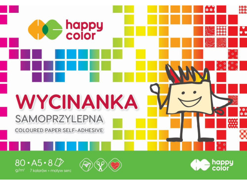 Colored self-adhesive paper pad - Happy Color - A5, 80 g, 8 sheets
