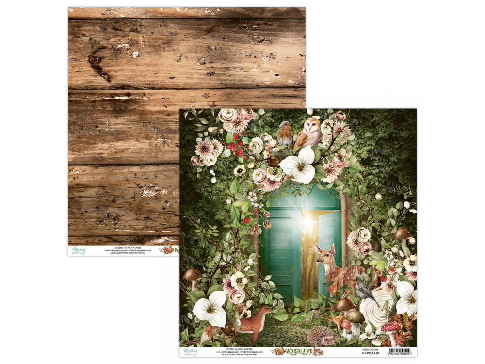 Papier do scrapbookingu 30,5 x 30,5 cm - Mintay - Woodland 01
