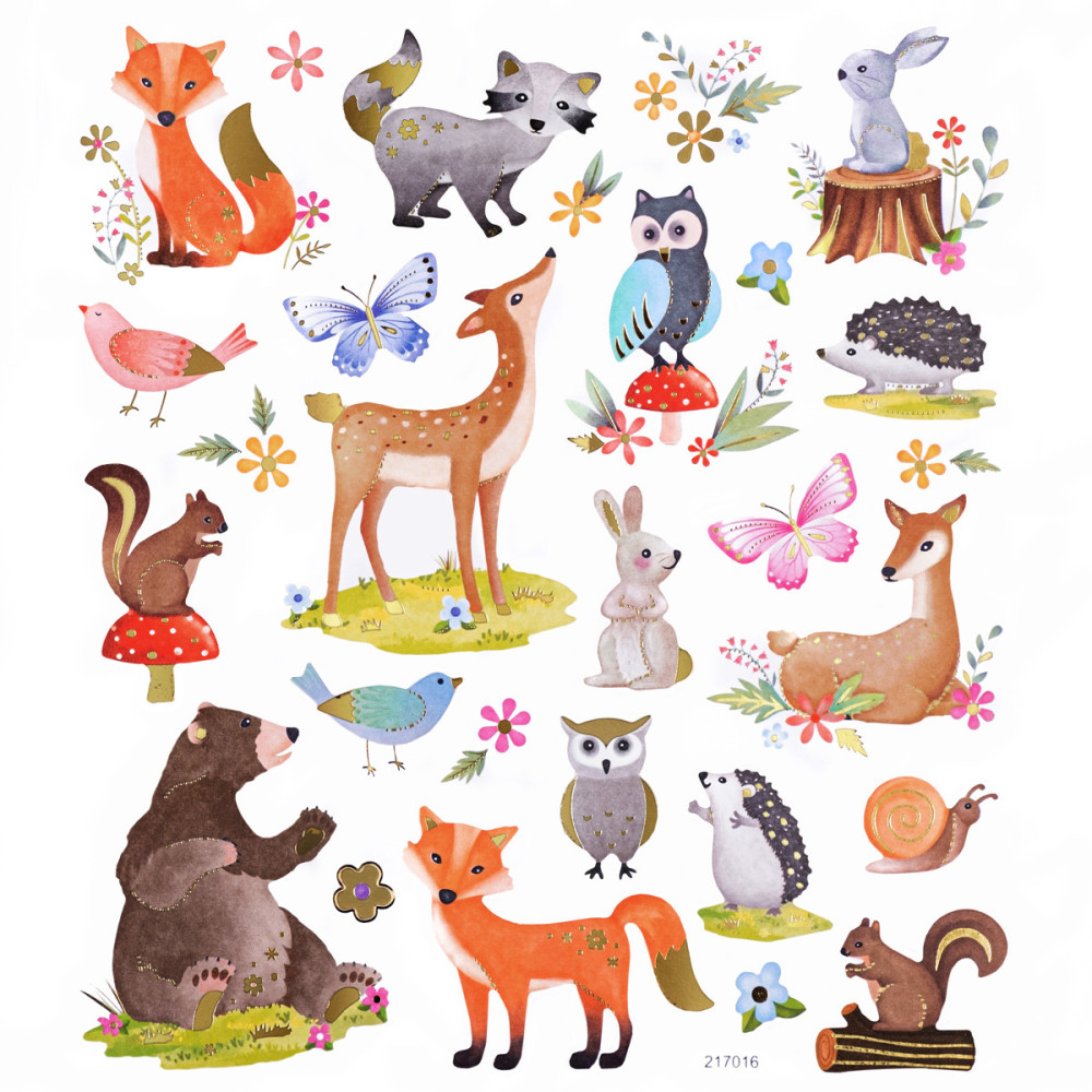 Stickers - DpCraft - Forest animals, 28 pcs