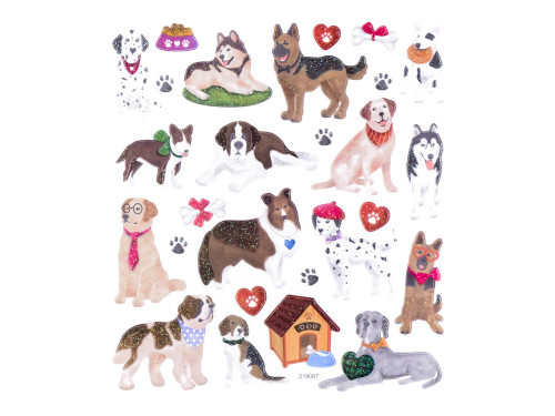 Glitter stickers - DpCraft - Dogs, 27 pcs