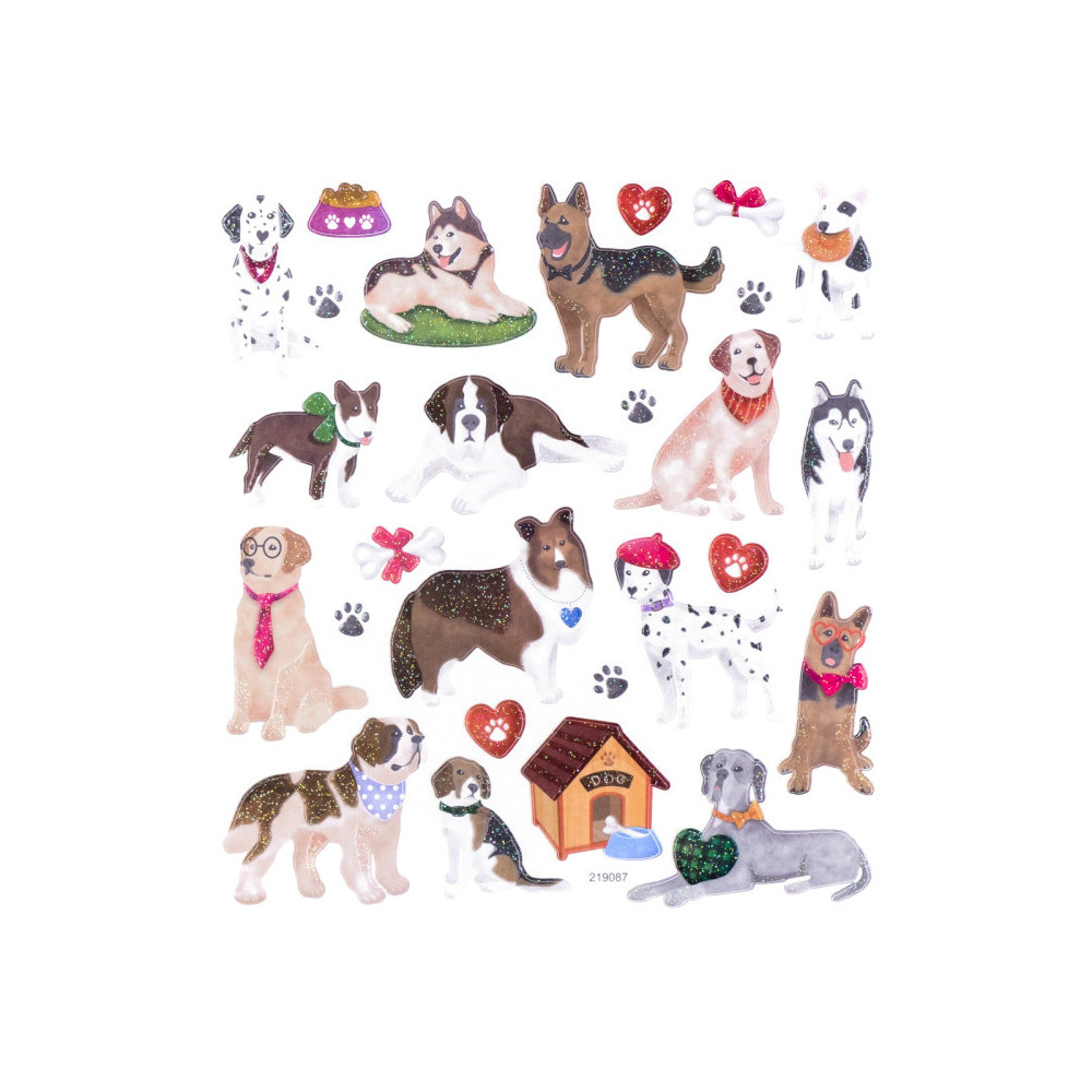 Glitter stickers - DpCraft - Dogs, 27 pcs