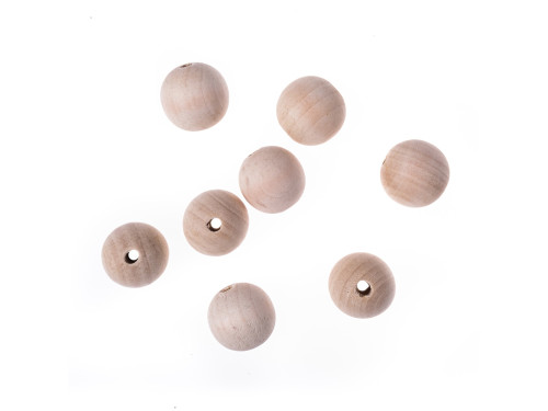 Koraliki, kulki drewniane - DpCraft - naturalne, 3 cm, 8 szt.