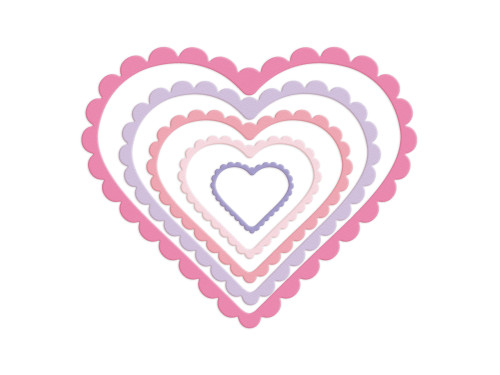 Set of cutting dies - DpCraft - Hearts with frill, 5 pcs