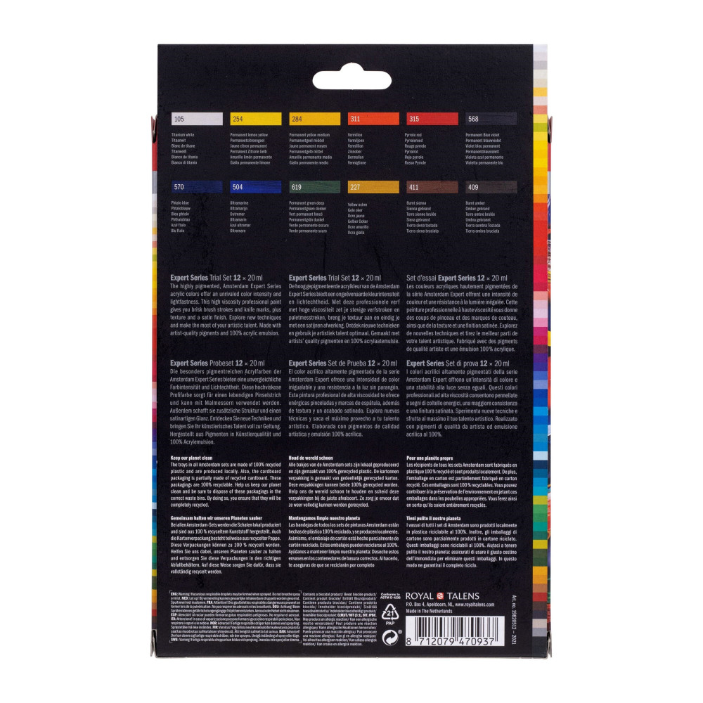 Set of Expert acrylic paints in tubes - Amsterdam - 12 colors x 20 ml