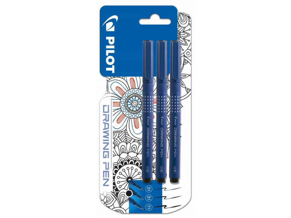 Set of Drawing Pens - Pilot - blue, 3 pcs