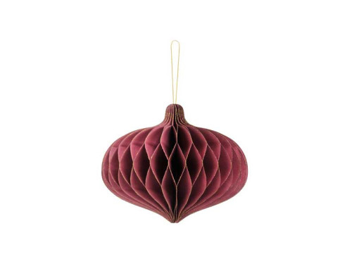 Bombka papierowa honeycomb, Owalna - bordowa, 16 x 15 cm