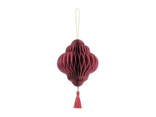 Paper honeycomb bauble - lantern, bordeaux, 12 x 15 cm