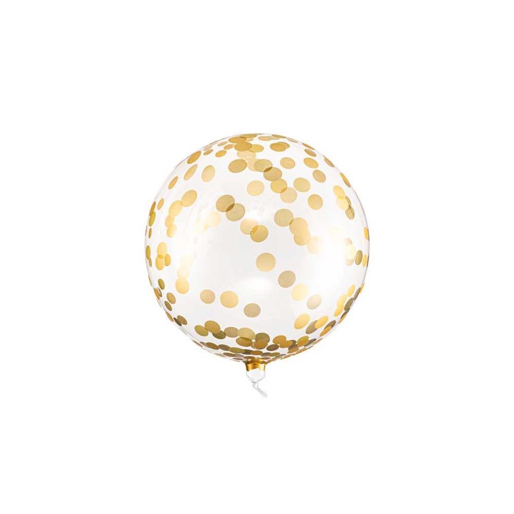 Balon foliowy Kula - w złote kropki, 40 cm
