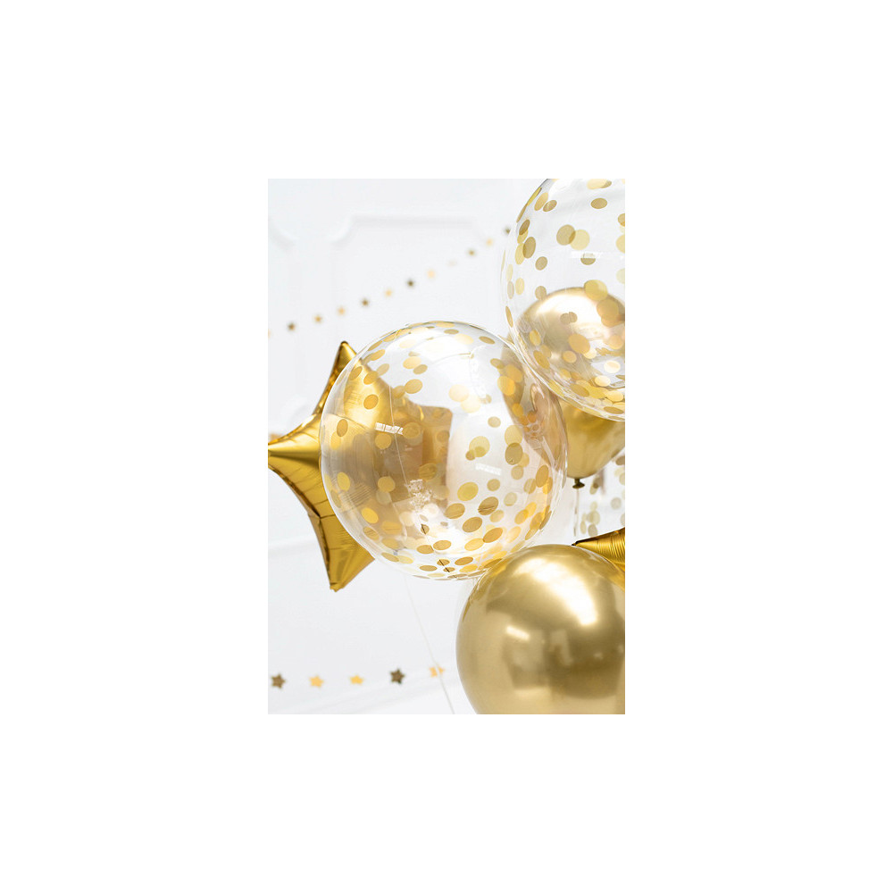 Foil balloon, round - transparent with gold dots, 40 cm