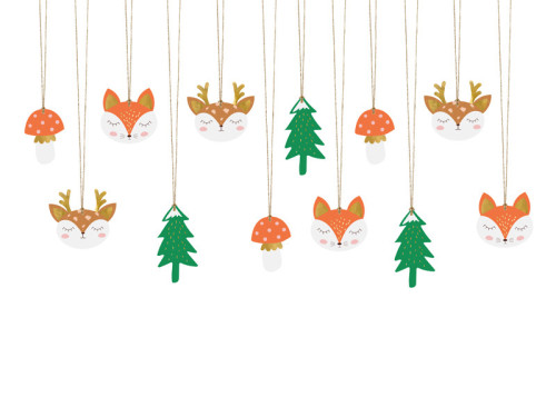 Gifts tags with string, Winter Forest - 12 pcs