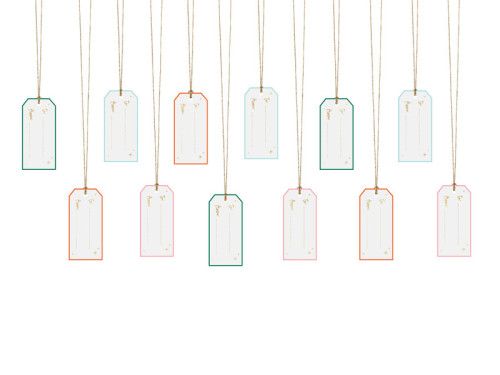 Gifts tags with string - pastel, 12 pcs