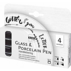 Set of Glass & Porcelain Handlettering Pens - Kreul - Black, 4 pcs