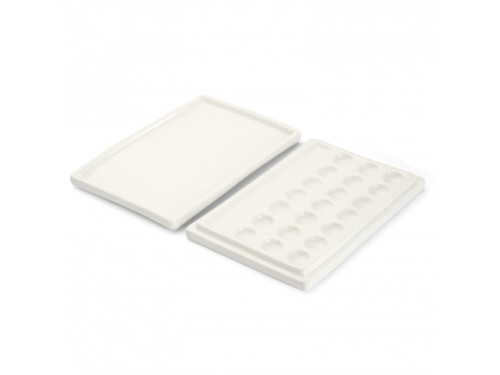 Porcelain painting palette with lid - Renesans - rectangular, 22 wells
