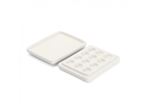 Porcelain painting palette with lid - Renesans - rectangular, 12 wells