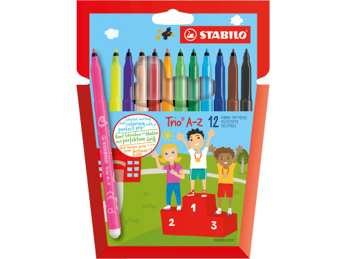 Zestaw flamastrów Trio A-Z - Stabilo - 12 kolorów