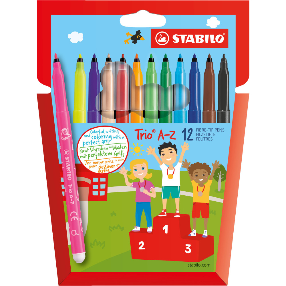 Set of Trio A-Z fibre tip pens - Stabilo - 12 colors