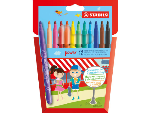 Set of Power fibre tip pens - Stabilo - 12 colors