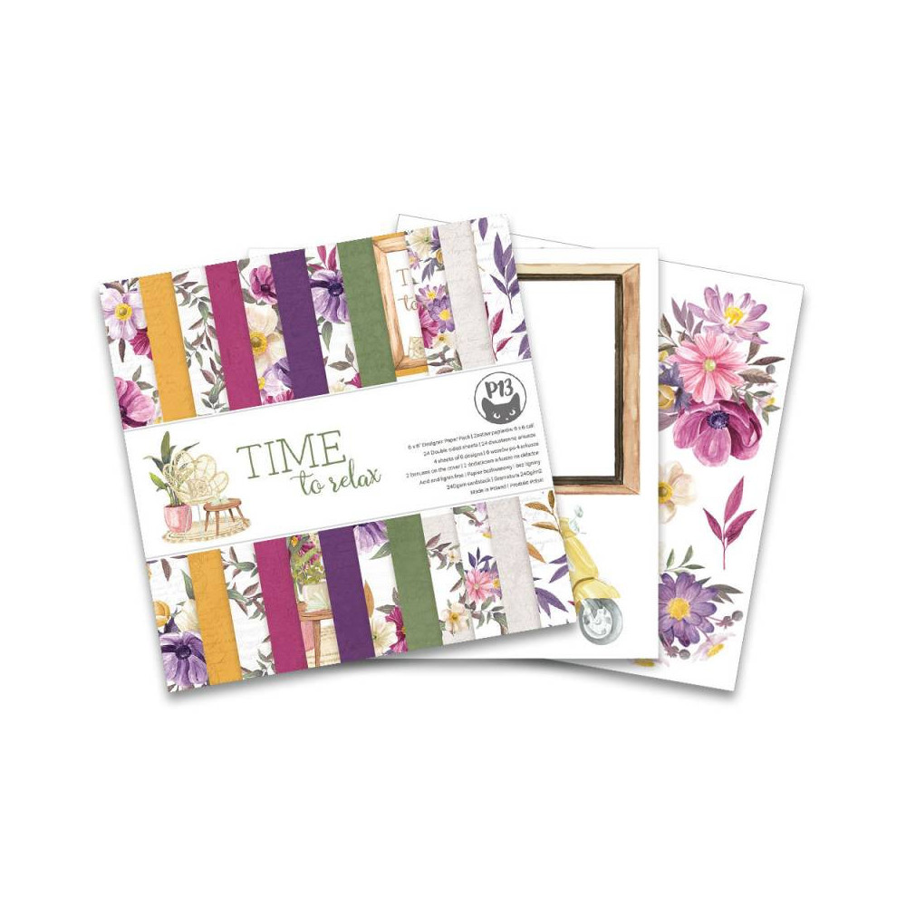 Set of scrapbooking papers 15 x 15 cm - Piątek Trzynastego - Time to relax