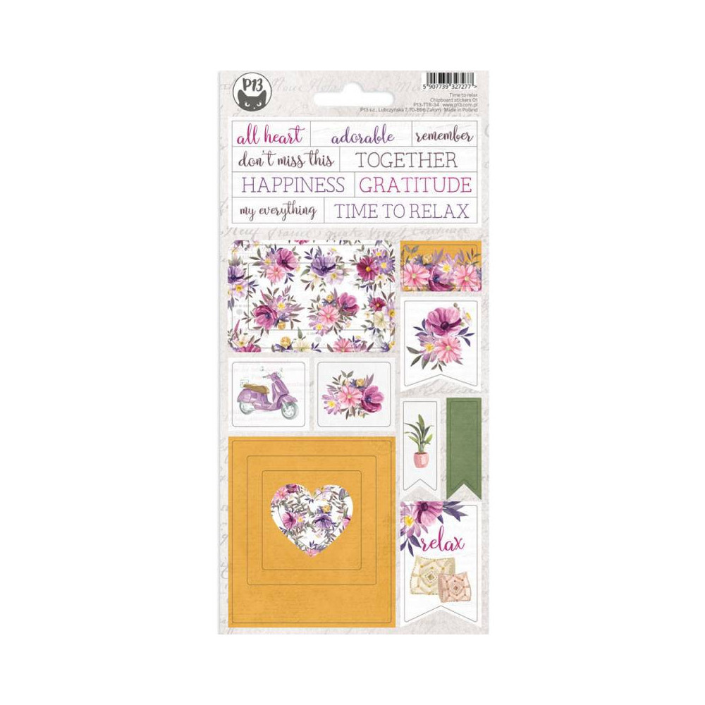 Arkusz tekturowych naklejek 10,5 x 23 cm - Piątek Trzynastego - Time to relax 01