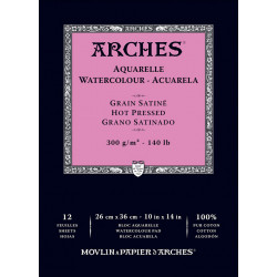 Blok do akwareli - Arches - hot pressed, 26 x 36 cm, 300 g, 12 ark.