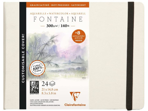 Watercolour Fontaine sketchbook - Clairefontaine - hot pressed, A5, 300 g, 24 sheets