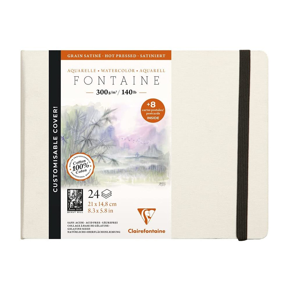 Watercolour Fontaine sketchbook - Clairefontaine - hot pressed, A5, 300 g, 24 sheets