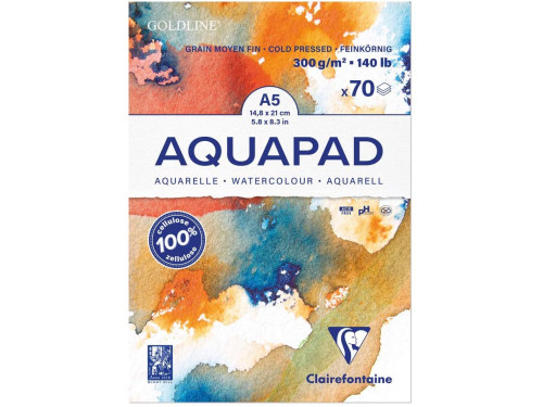Blok do akwareli Aquapad Watercolour - Clairefontaine - cold pressed, A5, 300 g, 70 ark.