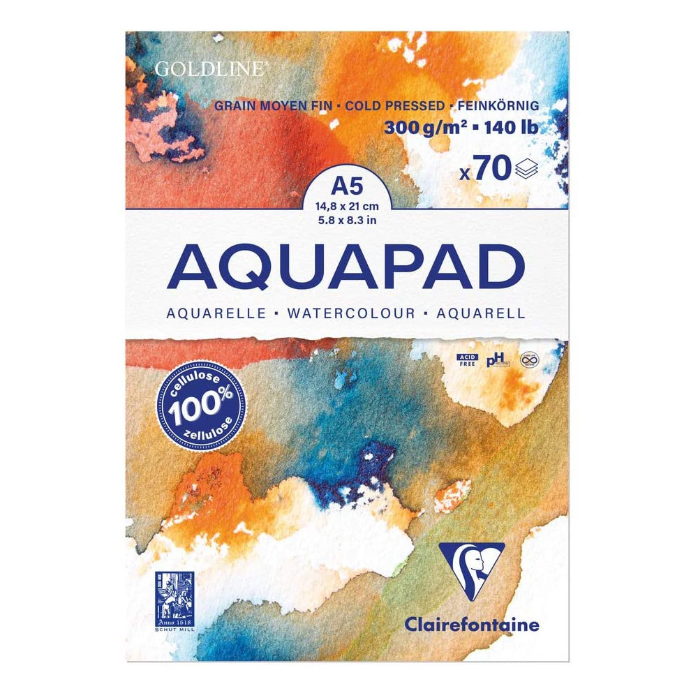 Blok do akwareli Aquapad Watercolour - Clairefontaine - cold pressed, A5, 300 g, 70 ark.
