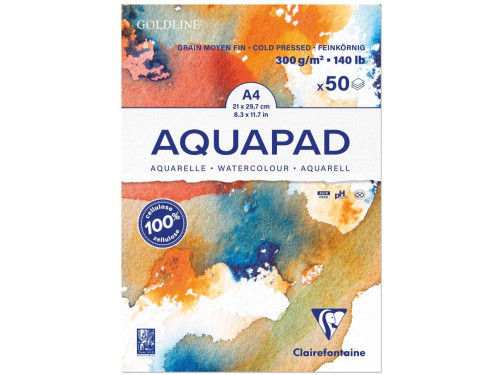 Blok do akwareli Aquapad Watercolour - Clairefontaine - cold pressed, A4, 300 g, 50 ark.