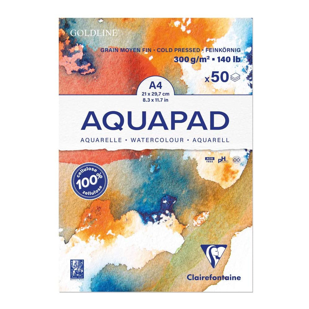 Blok do akwareli Aquapad Watercolour - Clairefontaine - cold pressed, A4, 300 g, 50 ark.