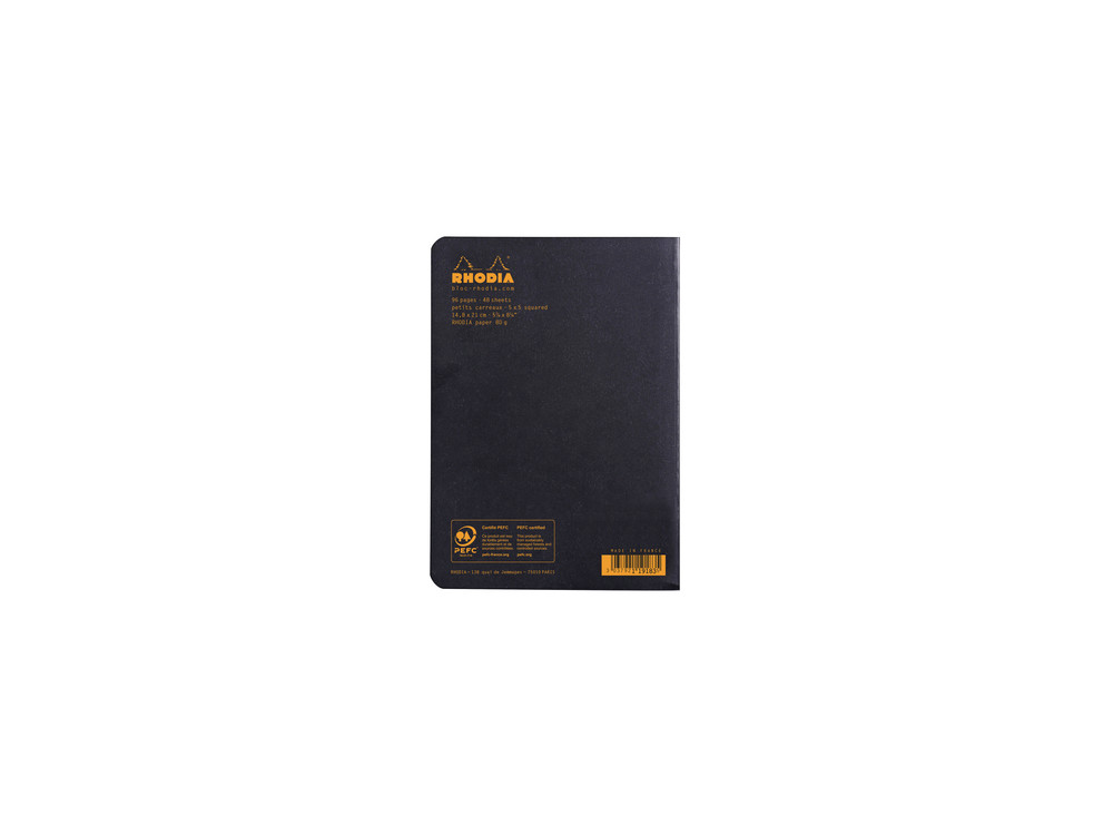 Notebook - Rhodia - checkered, black, A5, 80 g, 48 sheets